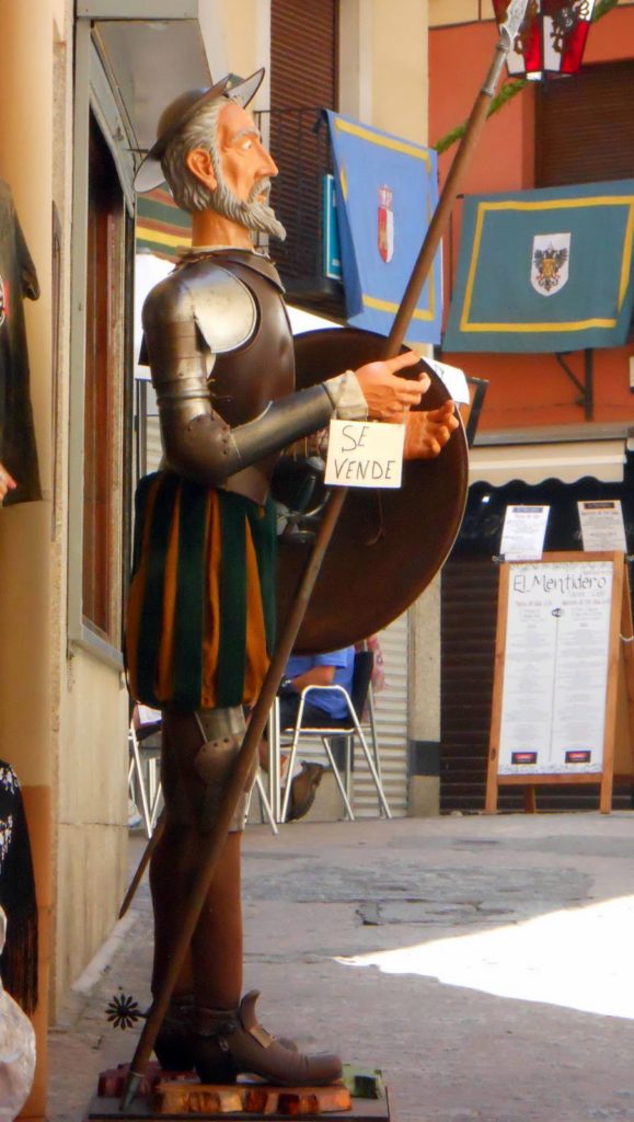 Figure of Don Quixote outside a shop in Plaza Solarejo, Toledo. 