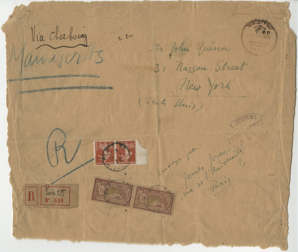 James Joyce manuscript envelope