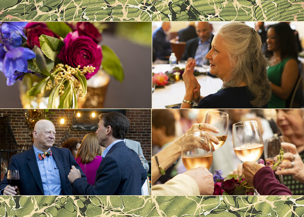 A collage of four photos showing people gathered at a fancy party in Springtime